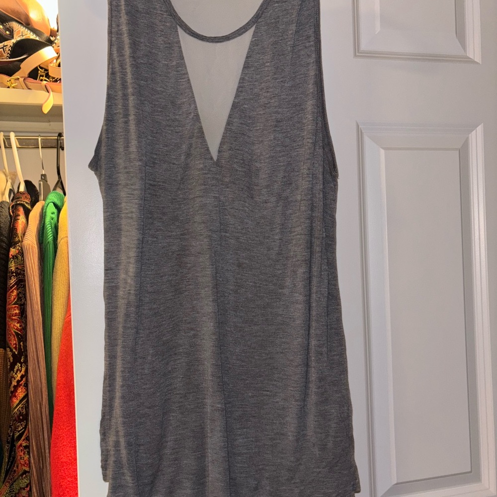 Gray Sleeveless V-Neck Top